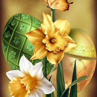 Happy Easter flowers wallpaper