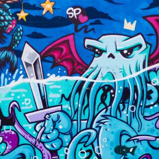 Blue graffiti wallpaper