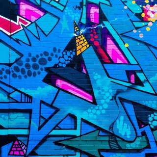 Blue graffiti wallpaper