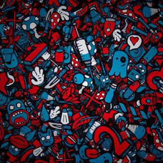 Blue graffiti wallpaper