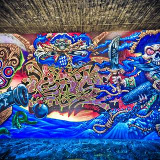 Blue graffiti wallpaper