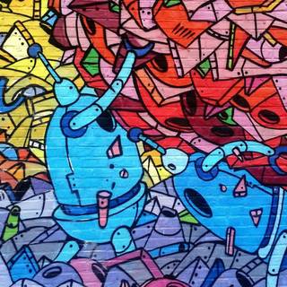Blue graffiti wallpaper