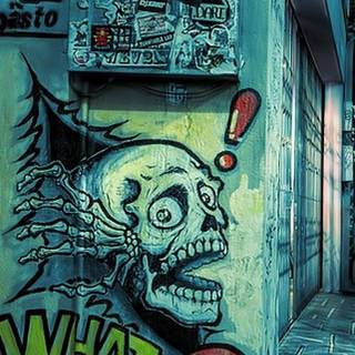 Blue graffiti wallpaper