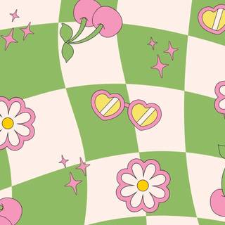 Green and pink Y2k wallpaper