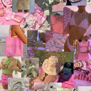 Green and pink Y2k wallpaper