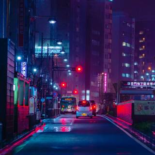 Neon night city wallpaper