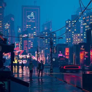 Neon night city wallpaper