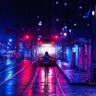 Neon night city wallpaper