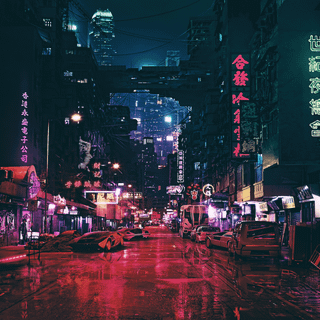 Neon night city wallpaper