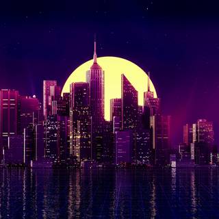 Neon night city wallpaper
