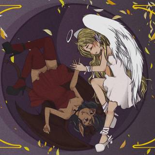 Yin Yang demons angels wallpaper