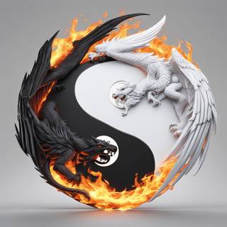 Yin Yang demons angels wallpaper