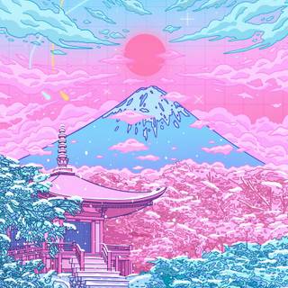Lofi mountain wallpaper