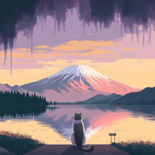 Lofi mountain wallpaper