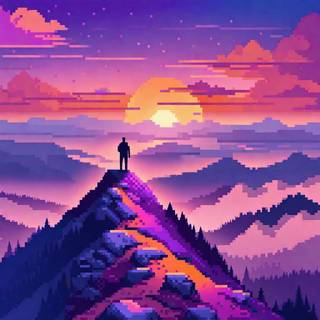 Lofi mountain wallpaper