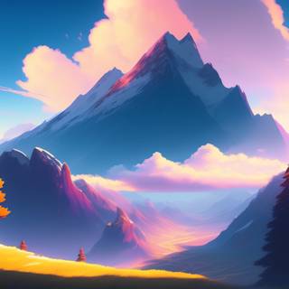 Lofi mountain wallpaper