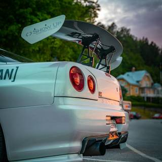 GTR R34 white wallpaper