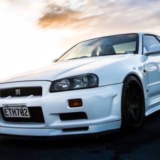 GTR R34 white wallpaper