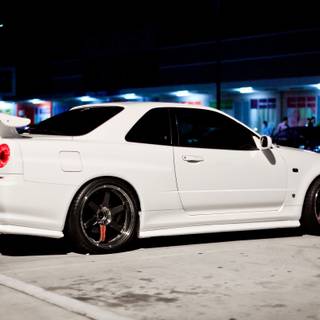 GTR R34 white wallpaper