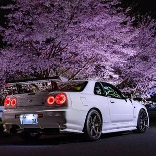 GTR R34 white wallpaper