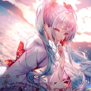 Anime girl pink 4k wallpaper