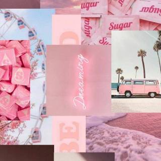 Pink collage iPhone wallpaper