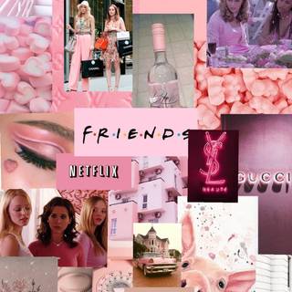 Pink collage iPhone wallpaper