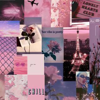 Pink collage iPhone wallpaper