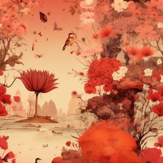 Cute spring red wallpaper