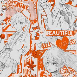 Orange and white anime wallpaper