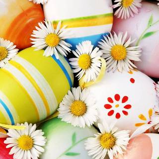 Easter eggs flowers wallpaper