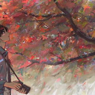 8k anime trees wallpaper