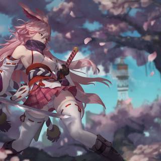 8k anime trees wallpaper