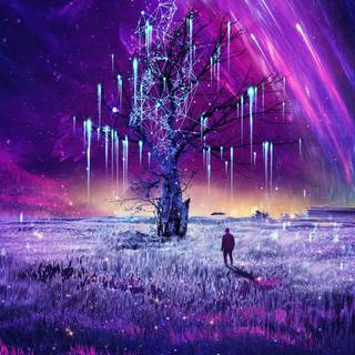 8k anime trees wallpaper