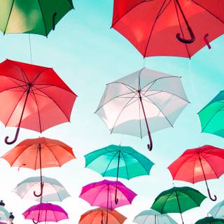 Spring rainbow umbrella wallpaper