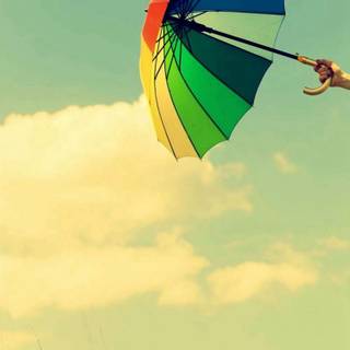 Spring rainbow umbrella wallpaper