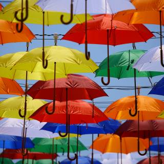 Spring rainbow umbrella wallpaper