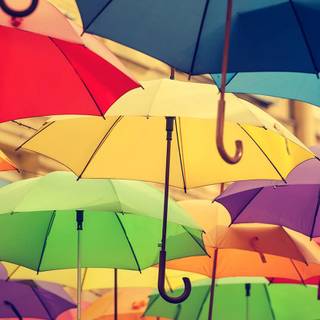 Spring rainbow umbrella wallpaper