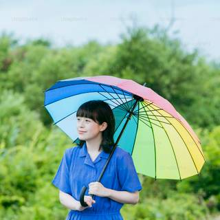 Spring rainbow umbrella wallpaper