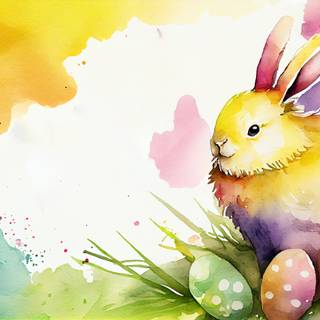 Easter bunny watercolor wallpaper