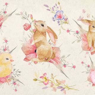 Easter bunny watercolor wallpaper