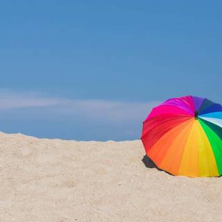 Spring rainbow umbrella wallpaper