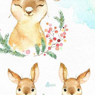 Easter bunny watercolor wallpaper