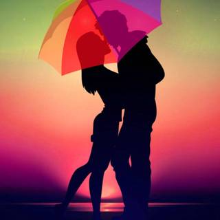 Spring rainbow umbrella wallpaper