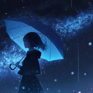 Anime girl in the rain wallpaper