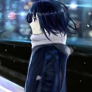 Anime girl in the rain wallpaper