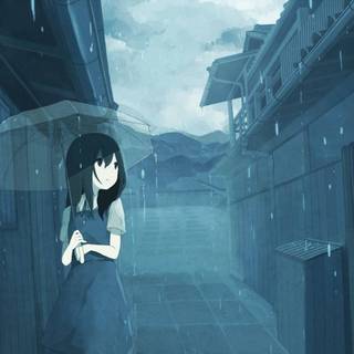 Anime girl in the rain wallpaper