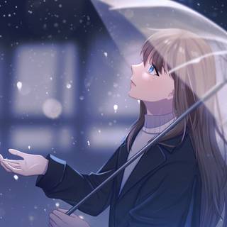 Anime girl in the rain wallpaper