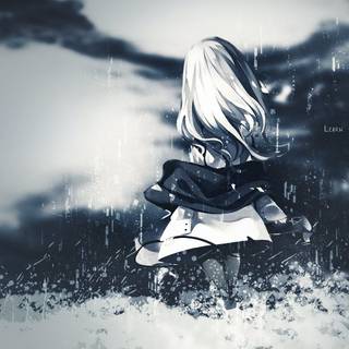 Anime girl in the rain wallpaper