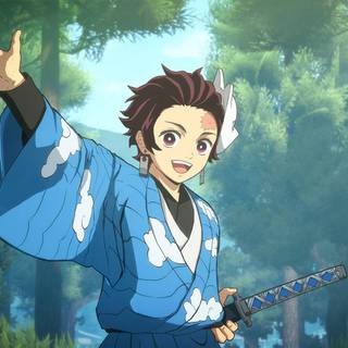 Tanjiro blue wallpaper
